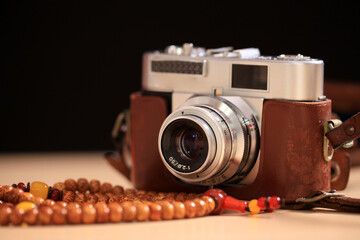Vintage film camera, close-up