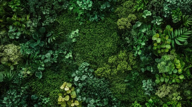 Lush green moss covering forest floor creates a vibrant nature texture.