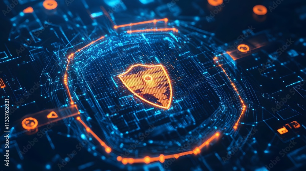 Poster digital shield protecting network data cybersecurity