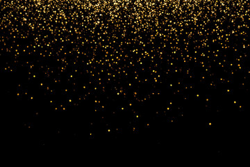 falling glittering gold confetti texture overlay isolated on black background