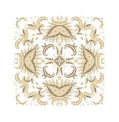 Laced mosaic decorative ornamental composition on white background