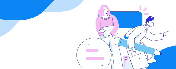 Doctor examines patient flat vector concept operation hand drawn illustration
