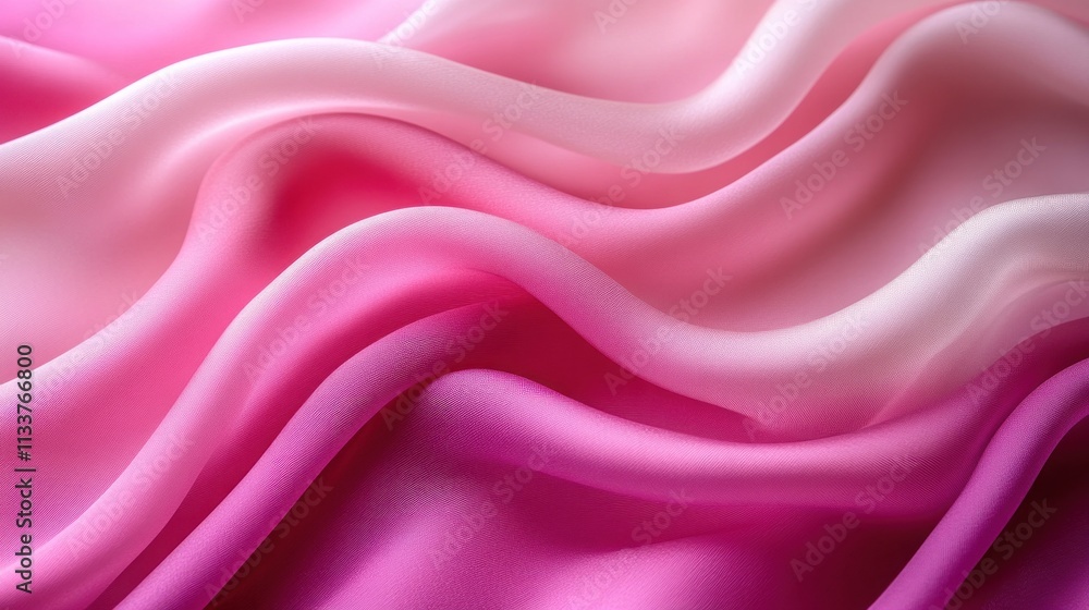 Poster abstract pink and white fabric texture with soft waves and ombre effect.