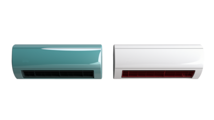 air conditioners isolated on transparent background. png. clipart. Stylish air conditioners ideal for showcasing cooling technology, electronics, or modern home appliances