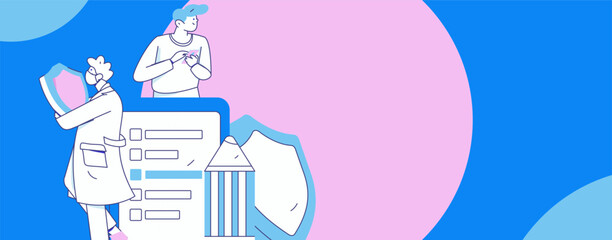 Doctor examines patient flat vector concept operation hand drawn illustration
