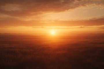 Fototapeta premium Golden Hour Prairie Sunset: A Serene Landscape