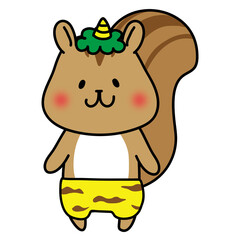 青鬼の格好をしたリス