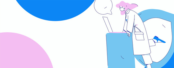 Doctor examines patient flat vector concept operation hand drawn illustration
