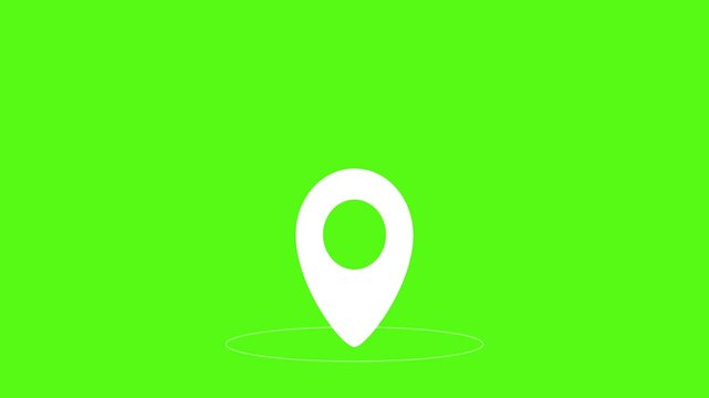 Various gps location pin animations set on green