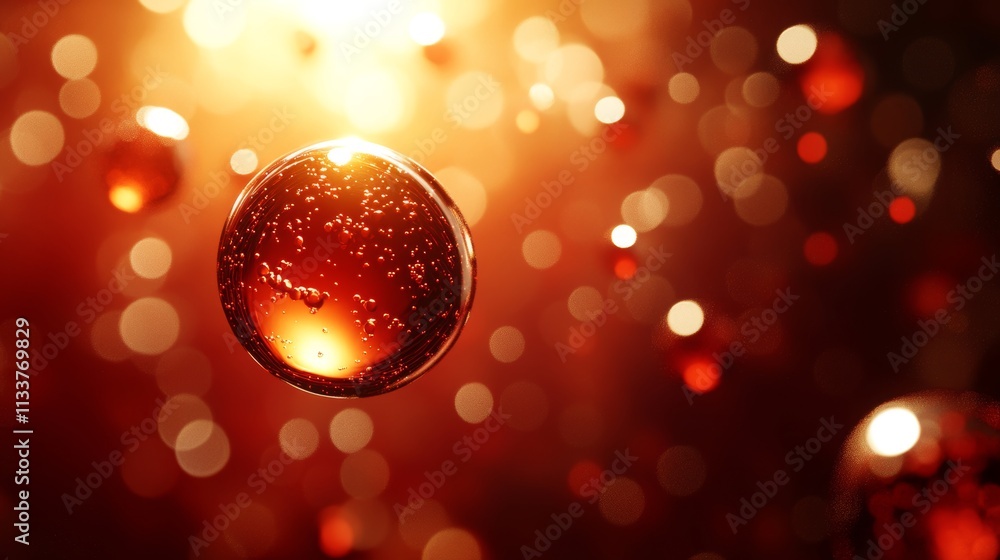 Aufkleber macro molecular structure, microscopic view of red cells with light, science background