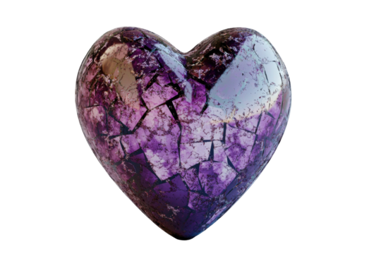 Purple Broken Heart Isolated on PNG Transparent Background - Powered by Adobe
