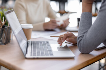 Business Documents, Auditor two businesswomen checking searching document legal prepare paperwork or report for analysis TAX time,accountant Documents data contract partner deal in workplace office