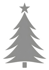 Minimalist Grey Christmas Tree Icon with Star