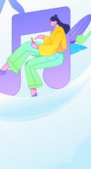 Music characters scene flat vector concept operation illustration
