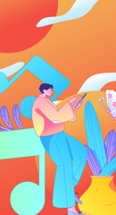 Music characters scene flat vector concept operation illustration
