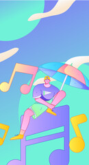 Music characters scene flat vector concept operation illustration
