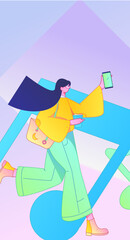 Music characters scene flat vector concept operation illustration
