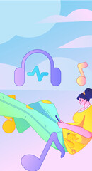 Music characters scene flat vector concept operation illustration
