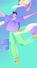 Music characters scene flat vector concept operation illustration
