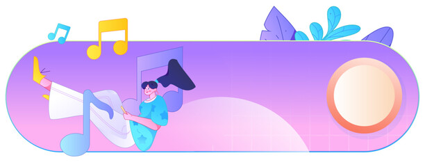 Music characters scene flat vector concept operation illustration
