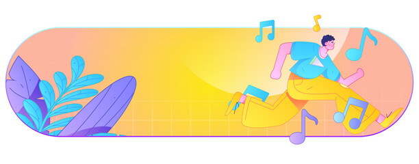 Music characters scene flat vector concept operation illustration
