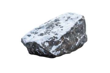 Snow Covered Rock Isolated on PNG Transparent Background