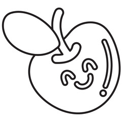 Cherry outline for fruit, vegan, cartoon character, mascot, cute patch, brooch, decoration, grocery shopping, supermarket, market, sticker, breakfast, diet, snack, kid colouring book, art, painting	
