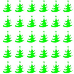 Repeating pattern of Christmas tree on white background