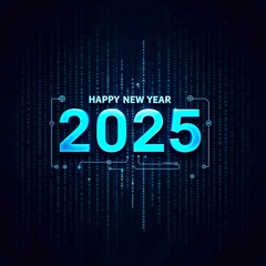 Happy new year 2025 on digital background