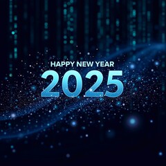 Happy new year 2025 on digital background 