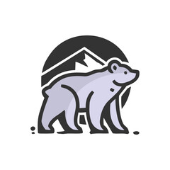 Simple Logo Bear monochrome isolated on white background