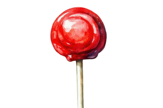 Red Lollipop Candy Isolated on PNG Transparent Background