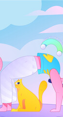 Practicing yoga, physical and mental health, flat vector character concept, operation hand drawn illustration
