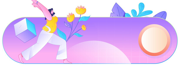 Practicing yoga, physical and mental health, flat vector character concept, operation hand drawn illustration
