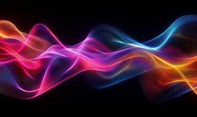 Fototapeta premium Abstract vibrant colorful flowing lines on black background.