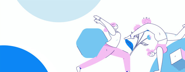 Practicing yoga, physical and mental health, flat vector character concept, operation hand drawn illustration
