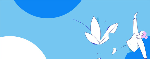 Practicing yoga, physical and mental health, flat vector character concept, operation hand drawn illustration
