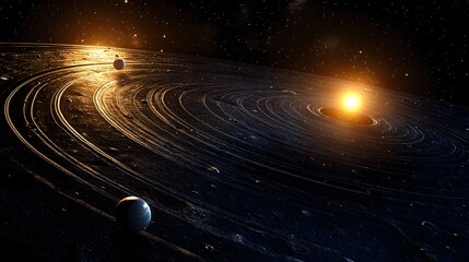 Obraz premium Planetary Rings System Celestial Bodies Starlit Space