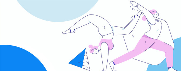 Practicing yoga, physical and mental health, flat vector character concept, operation hand drawn illustration
