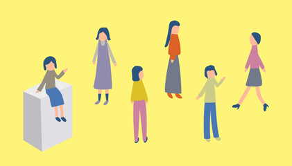 いろんな動きの女性