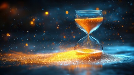 Here's a 10-word description of the image: Golden sand flows