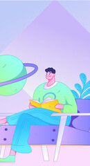 Character reading quietly vector concept operation hand drawn illustration
