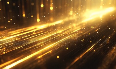 Golden glittering lines and particles.