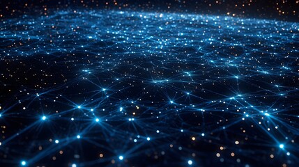 Obraz premium Abstract Network Data Visualization Blue Lights