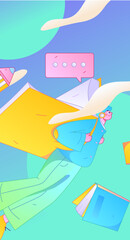 Character reading quietly vector concept operation hand drawn illustration
