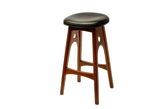 recommend clip art: Wooden Bar Stool with Leather Seat Isolated on PNG Transparent Background
