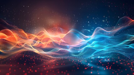 Obraz premium Abstract blue and orange glowing wave with bokeh effect.