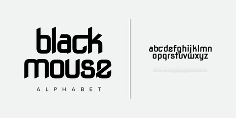 Blackmouse creative modern geometric urban alphabet font. Digital abstract futuristic, game, techno, robot, music, logo, sport, minimal technology typography. Simple numeric vector illustration