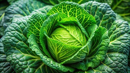 Fototapeta premium Close-up of fresh cabbage with vibrant green leaves , food, vegetable, healthy, organic, leafy, nutritious, farm, agriculture