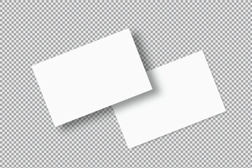 Blank realistic business card, gift card or credit card on transparent background. Mockup empty for presentation branding, corporate identity, invitation card, stationery, document, voucher. Vector
